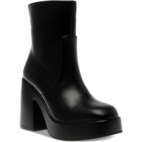 Wild Pair Stella Women High Heel Platform Bootie Size US 9M Black Faux Leather - Picture 1 of 4